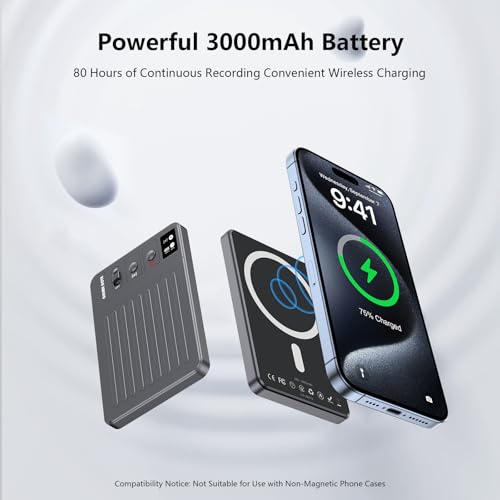 Image of AI Voice Recorder, Voice Recorder with No Fee for Transcribe & Summarize, Empowered by ChatGPT, APP Control, Support 107 Languages, 64GB Memory, Digital Voice Recorder for Meetings, Calls, Dark Grey