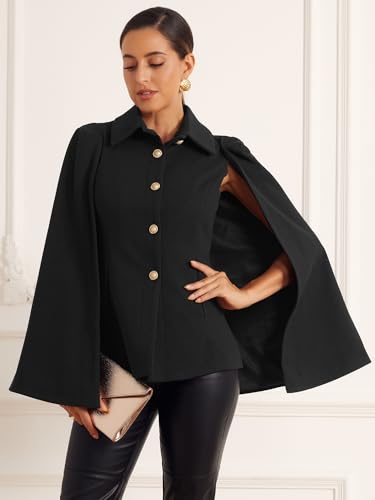 Allegra K Women's Cape Blazer Split Sleeve Button Front Casual Workwear Cape Coat Shawl Jackets3