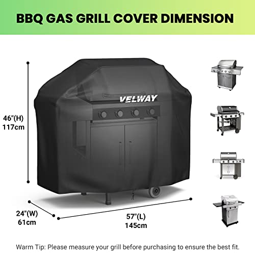 Foto von Velway Grillabdeckung Wetterfest Gasgrill Abdeckhaube - Reißfest UV Wasserdicht Staubdicht Grill Schutzhülle Abdeckplane Universelle BBQ Grill Haube 147x61x117cm - Schwarz