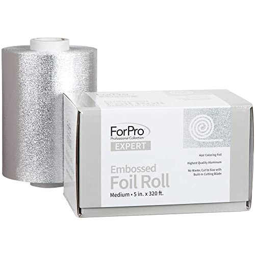 ForPro Expert Embossed Aluminum Foil Roll, 320 Ft Hair Foils for Color Application and Highlighting Services, Silver, Medium, 5