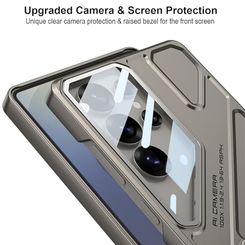 Image of Midkart Matte Protective Case Compatible with Samsung Galaxy S25 Ultra Hidden Kickstand Cover Hard PC with Camera Protection, Beige