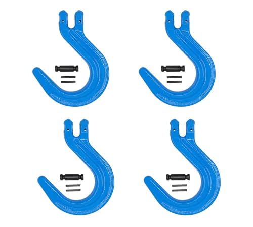 Mytee Products 4 Pack 5/8" Grade 100 Clevis Foundry Hook - WLL 8800 LBS - Blue Clevis Hook for Towing, Lifting &amp; Rigging