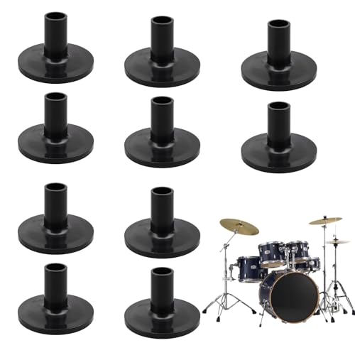 10 Stück Beckenhülsen mit Stab,Beckenständer Hülsen,Trommelbeckenhülsen, Ersatz für Shelf Drum Kit,Filz Hi-Hat-Becher Trommel Beckenständer Zubehör für Regal Schlagzeug Percussion Instrument