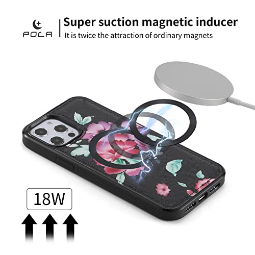 Wallet Case for iPhone 12 Mini/12/12 Pro/12 Pro Max, RFID Blocking Card Holder Slots Detachable Magnetic Flip Crossbody Case Zipper Cash Coin Pocket for Women,Black,12 Mini2