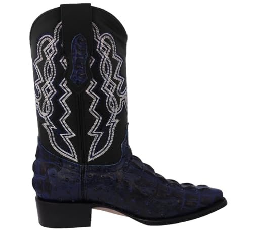 Texas Legacy Mens Blue Western Wear Cowboy Boots Crocodile & Ostrich Print J Toe2