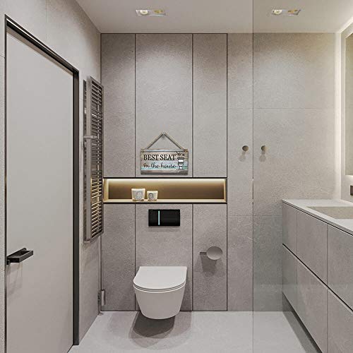 Yankario Funny Bathroom Wall Decor Sign, Farmhouse Rustic Bathroom Decorations Wall Art, 12" by 6" Best Seat Wood Plaque - Image 7