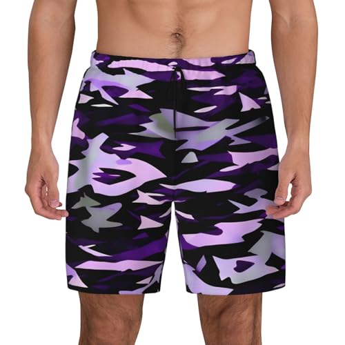 Men's American Camouflage Purple Print Quick-Dry Mesh Swim Trunks Stretch Lining Beach Shorts Surfing Summer Vacations2