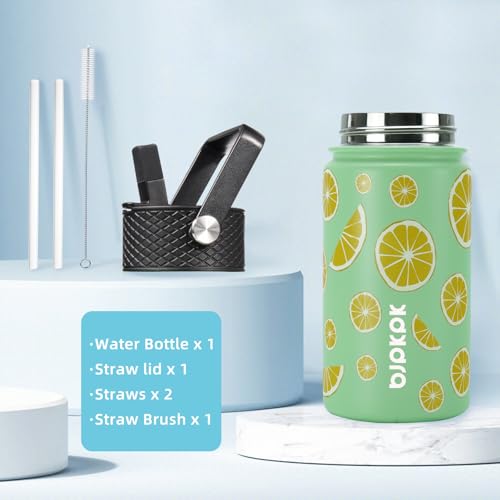 Image of BJPKPK Insulated Water Bottle, 15oz Stainless Steel with Straw Lid