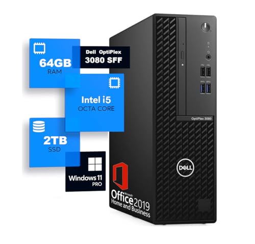 【整備済み品】 DELL OptiPlex 3080 SFF 第10世代 i5 メモリ 64GB / SSD:2TB/Windows11 Pro/MS Office2019/USB3.0/DVD/4KHD対応/HDMI/DP/WIFI・Bluetooth無