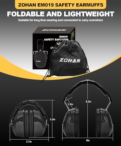 ZOHAN 019 Noise Cancelling Headphones for Adult - NRR 28dB Hearing Protection Ear Muffs for Working, Shooting, Mowing, Autism, Construction - Image 5
