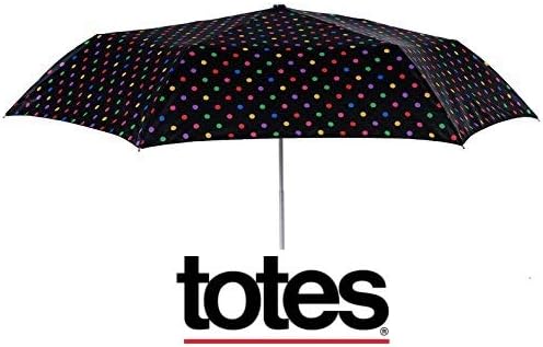 Totes NeverWet technology, Auto Open Auto Close, Colorful dots on Black 43" arc Umbrella,, Medium - Image 3