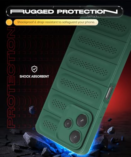 Image of WOW IMAGINE Ultimate Silicone Back Cover Case for Mi Redmi 12 5G | Redmi 12 4G | Poco M6 Pro 5G | Heat Dissipation Thin Soft TPU | 360 Camera Protection | Breathable Cooling Holes - Forest Green