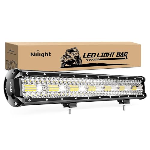 Nilight LED Light Bar 20Inch 420W Flood Spot Combo Triple Row Driving Lamp Roof Bumper Off Road LED Work Lights Pods for Van Camper Wagon Car Pickup Golf Cart ATV UTV SUV Truck Boat 4x4