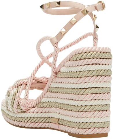 Valentino Garavani Rockstud Multicolored Rope Wedge Espadrilles Sandals 40