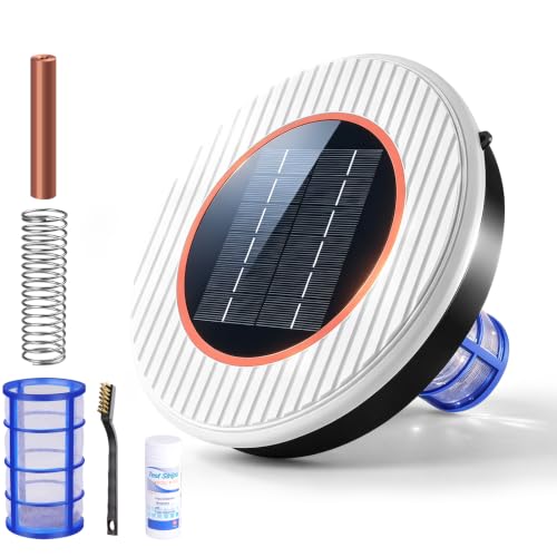 Solar Pool Ionisator Pool Ionisator Kupfer Silber bis 132 500 Liter IP68 Wasserdicht Automatischer Wasserreiniger für Aufstellbecken und Einbaubecken Schwimmender Solar Poolreiniger