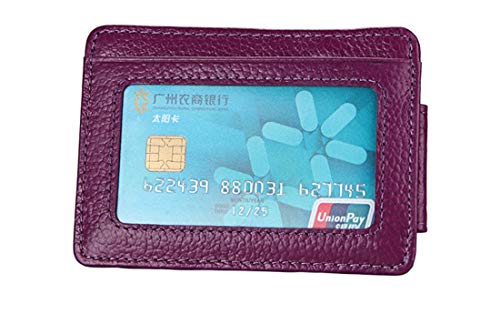 RFID Blocking Slim Money Clip Genuine Leather Minimalist Front Pocket Wallet for Men Women (Purple)3