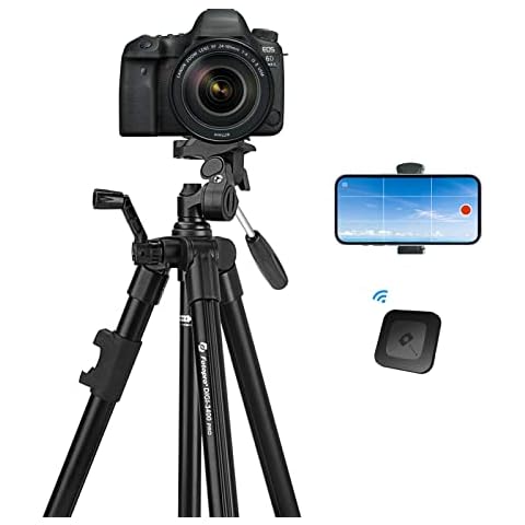 Phone Tripod, Fotopro Camera Tripod Stand, Extendable Aluminum Lightweight Tripod for iPhone/Android Phone/Cameras/DSLR With Bluetooth Remote Control, Phone Holder and Carrying Bag Cover