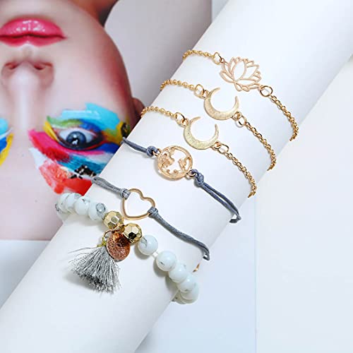 Prosy Bracciali Luna multistrato Perline d'oro