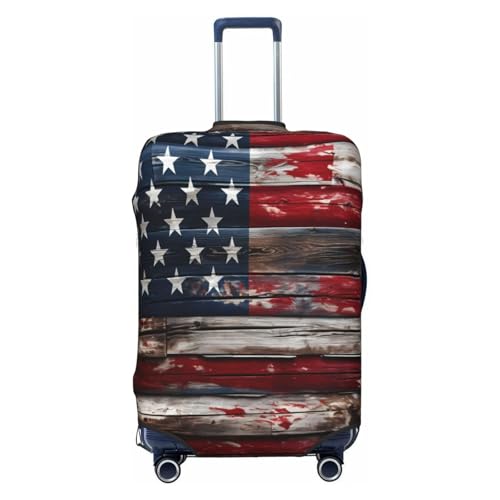 Vintage American Flas Travel Luggage Cover Elastic Suitcase Covers Washable Anti Scratch Luggage Dust Covers Protector, Fits 18-21 inch Luggage, S