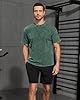 AIYINO Short Sleeve T-Shirt Mens Drop Shoulder Crew Neckline Shirt Washes Vintage Heavy Oversized Look Autumn Tshirt Clothing Lovely Cotton Shirt Casual Baggy Outfit T-Shirts for Men UK Dark Green 3XL #5