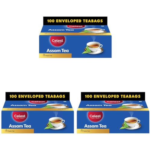 Image of Celest Tea Bags 100 | ENVELOPED | Assam Black Tea Bags | Teabag | Rich Taste of Assam Tea (Pack of 3)