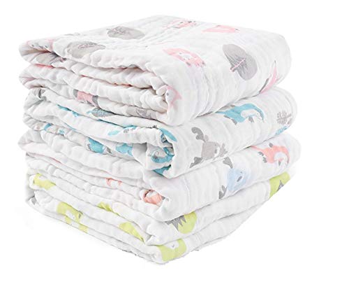 Image of MOM'S HOME Super Soft Absorbent Muslin Organic Cotton Wash Baby Bath Towel- 60X120 CM - (0-3 Years)
