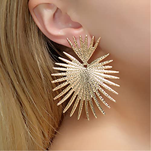 Gold Star Celestial Metal Star Geometric Statement Flower Earrings3