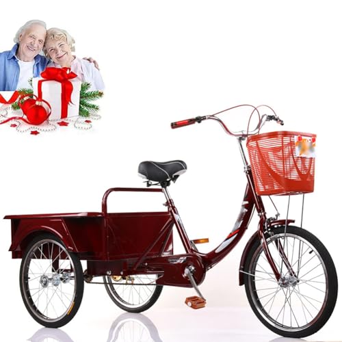 MegLob Adult Tricycle, Multifunctional Three-Wheeled Cruise Trike for Picnic,Cruiser Cargo Bike for Seniors, Trike Bike for Adults with Large Capacity Basket, Three-Wheeled Bicycles for Picnic,M