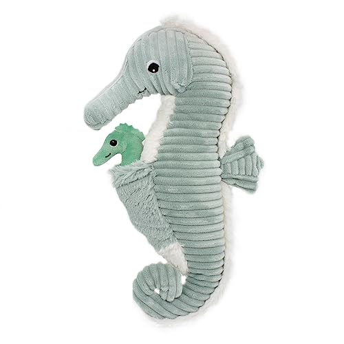 Les DÉGLINGOS Ptipotos by Plüschtier Papadou der Seepferdchen, Minze – Original – Schmusetuch ideal ab der Geburt – Geschenkidee zur Geburt – weiches Plüschtier – Minze