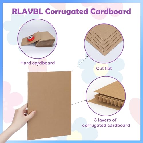 Image of RLAVBL 50 Pack 8.5x11 Corrugated Cardboard Sheets, Flat Cardboard Inserts for Shipping, Mailing, Packing, DIY Crafts