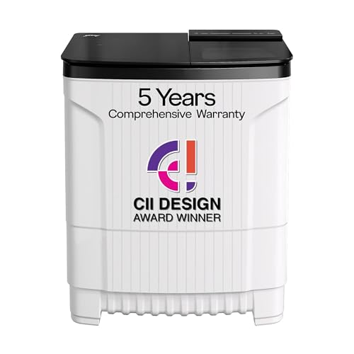 Image of Godrej 8 Kg 5 Star Tri-Roto Scrub Pulsator Semi-Automatic Top Load Washing Machine Appliance (WSEDGE ULT 80 5.0 DB2M CSBK, Crystal Black)