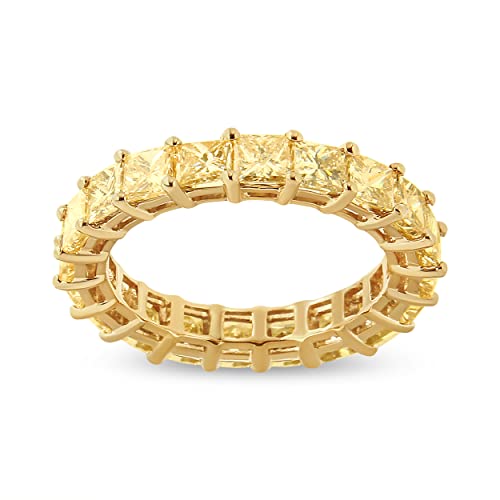 Haus of Brilliance 14K Yellow Gold 4.00 Cttw Shared Prong Set Princess Cut Diamond Eternity Band Ring (J-K Color, VS1-VS2 Clarity) - Ring Size 7