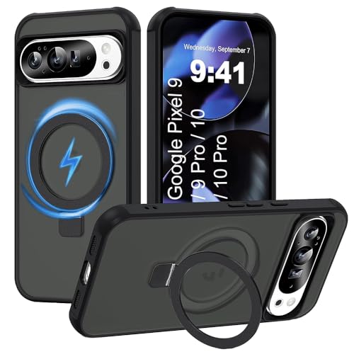 Image of Google Pixel 9 /9 Pro / 10 /10 Pro Magsafe Stand Case | Matte Design & 360 Protection | Military-Grade Google Pixel 9 /9 Pro / 10 /10 Pro Cover | Ultra Premium - Black