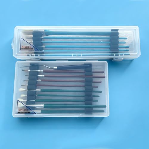 Image of Clear Paint Brush Storage Case with Foam Insert for Artist PaintBrush | for Art,with Insert,translucent box,portable paintbrush holder organizer,hard container with lid,storage tube,small miniature
