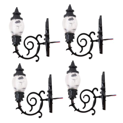 DECHOUS 4個 スケール苔?ミニ壁灯 砂テーブル装飾用ミニチュアランプ 暖黄光 素材使用 ジオラマやドールハウスのリアルな景観演出に