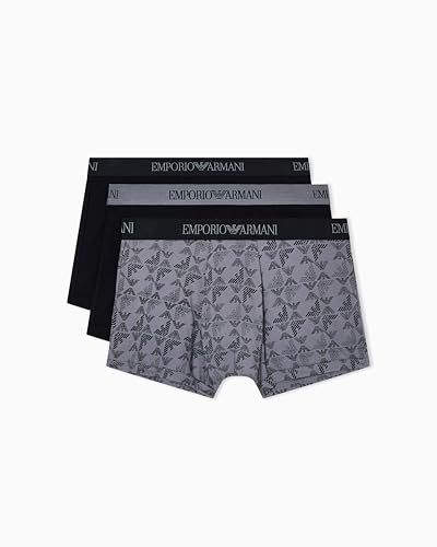Emporio Armani Boxer da Uomo in Puro Cotone, Confezione da 3, Nero, M, Nero, M