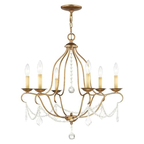 Livex Lighting 6426-48 Chesterfield 6 Light Chandelier, Antique Gold Leaf