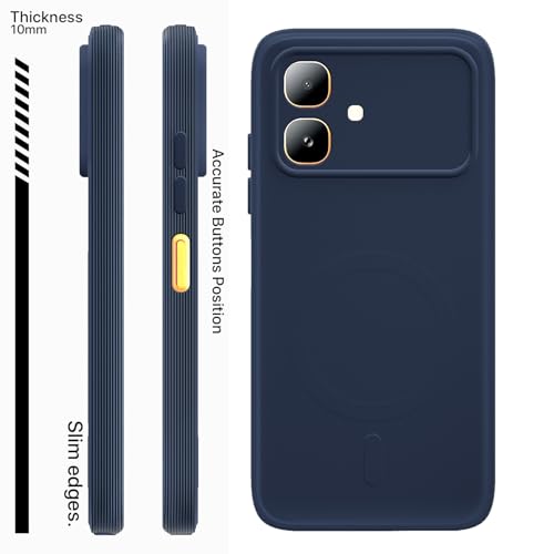 Image of Pikkme Back Cover for Infinix Smart 20 Soft Matte Silicone Mag-Safe Design (Mag-Safe Not Support) Camera Protection | Slim Fit Bumper Cover (Blue)