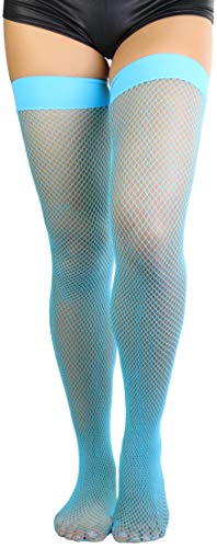Image of ToBeInStyle Women's Sexy Nylon Versatile Fine Fishnet Thigh High Stockings w /Opaque Band