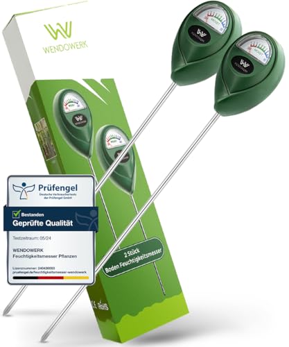 WENDOWERK® [2 Stück Extra Langer Boden Feuchtigkeitsmesser für Pflanzen 40CM [Grün/Grün] - Ohne Batterien - Verbessertes Feuchtigkeitsmessgerät Pflanzen [2026] – Premium Bodentester