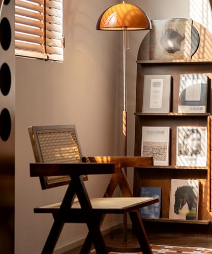 KlkrzJwy Wabi-sabi 60.2" Wood Floor Lamp Orange Double Layer Acrylic Floor Light E26 Dimmable Tall Lamp with Pull Switch Round Lampshade Standing Light for Living Room Study Bedroom - Image 2