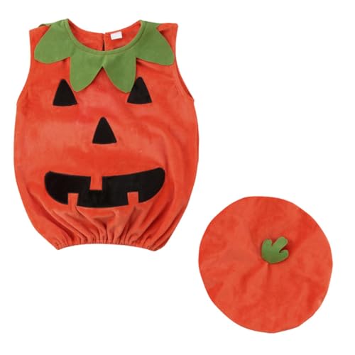 JUMPLAWN Disfraz con Sombrero de Halloween para Ñiño de Calabaza Conjunto de 1 Pieza Tela Cómoda y Diseño Espacioso Adecuado para Frío y Sesiones de