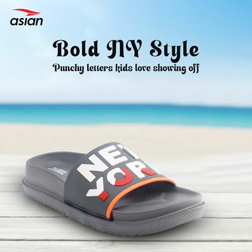 Image of ASIAN Slider-75 Kids Slippers | Lightweight, Soft Cushioning, Anti-Slip Grip for Daily & Travel Wear | Ideal for Boys & Girls Olive
