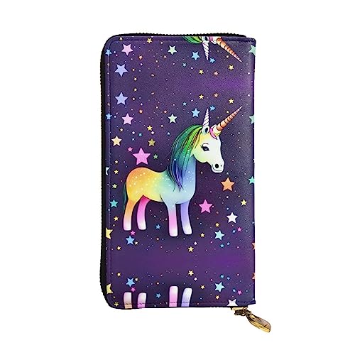 Leather Wallet 7.48 x 4.13 in - Stylish and Durable Wallet for Women with Multiple Compartments and Zipper Design One-horse star Pattern