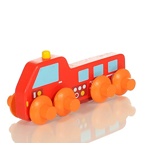 LCP Kids Auto Holz-Kugelbahn Spielzeug für Kinder ab 1 Jahr mit 10 Rollelementen - 6