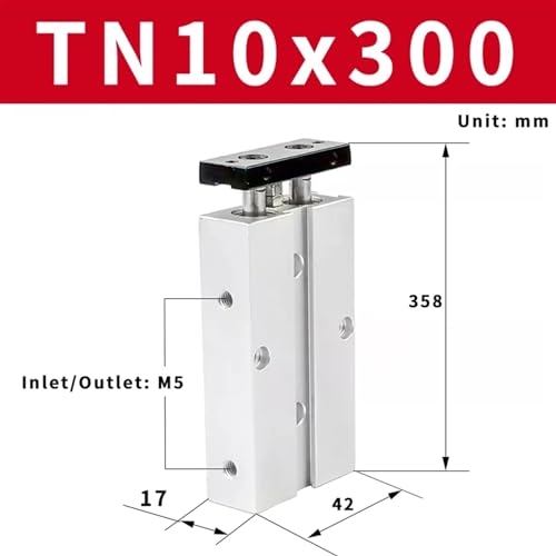 Vérins pneumatiques compacts TN10 double action anti-torsion de tige
