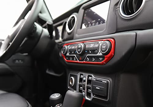 Abs Car Interior Central Air Conditioning Switch Control Button Ring Cover Decal Decor Trim For Jeep Wrangler Jl 2018+ For Jeep Jt Gladiator 2018+ (Red) #TOP7