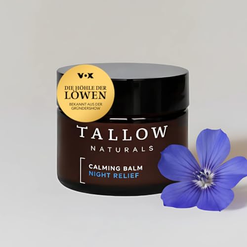 TALLOW Naturals Calming Cream Night Relief BEKANNT AUS DER HÖHLE DER LÖWEN Bio Beef Tallow Skincare Beruhigende Creme aus Deutschland von grasgefütterten Rindern (50ml)