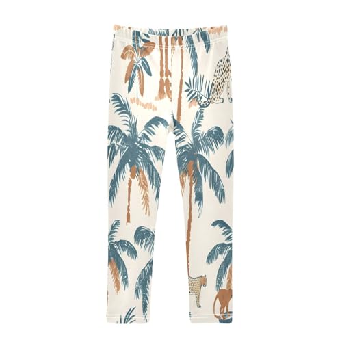 Bolaz Toddler Girls Leggings Printed Yoga Pants Leggings Tropical Palm Tree Asian Leopard for Kids