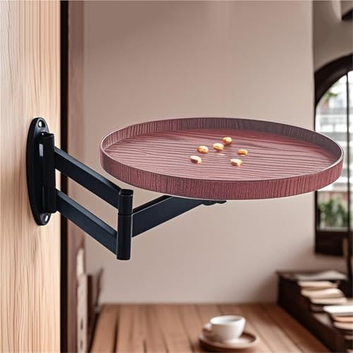 Mesa redonda plegable montada en la pared, mesa de café plegable montada en el escritorio redondo montado en la pared, diseño de volteo desmontable, 11.8 pulgadas de mesa del lado flotante de la